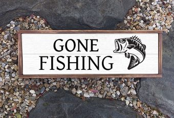 Gone Fish Shiplap Wood Sign