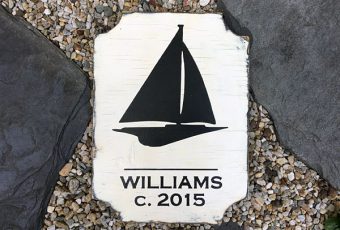 Antiqued Personalized Nautical Sailboat House Wood Plaque with Circa Date