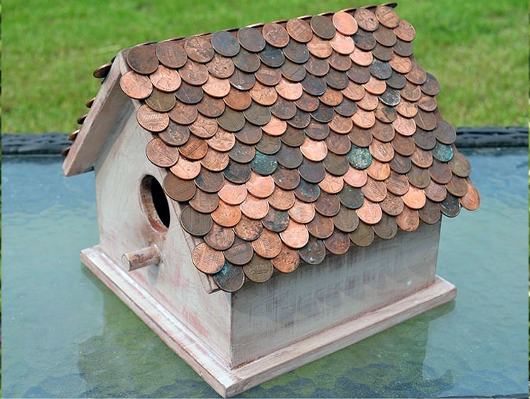 DIY Birdhouse with a Pretty Penny Roof