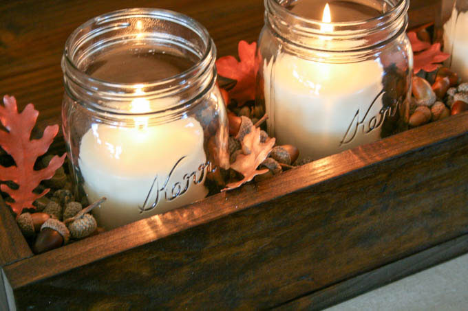 Candlelit Fall Inspired Wood Centerpiece