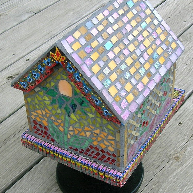 Broken China Mosaic Birdhouse