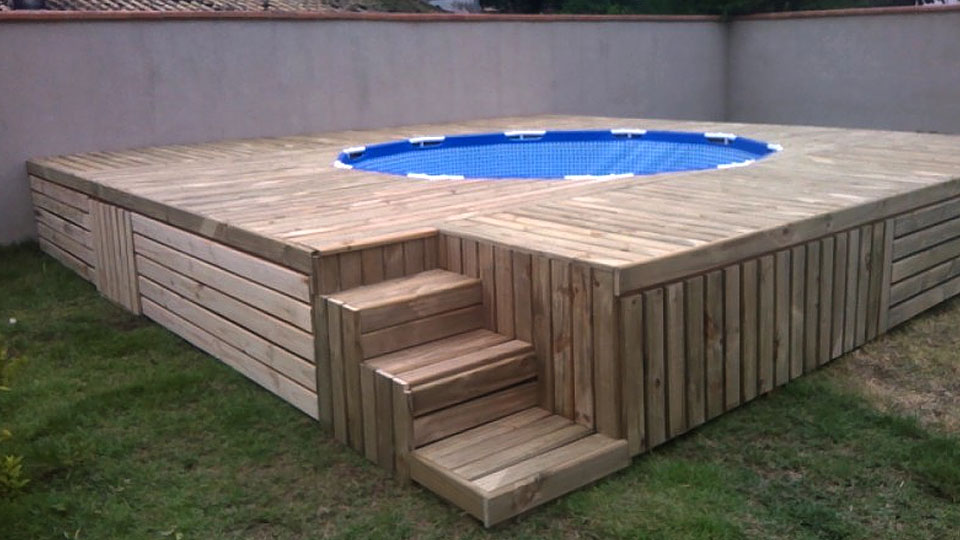 Build A Pallet Wood Swimming Pool Deck, How To Build A Pallet Deck For Above Ground Pool