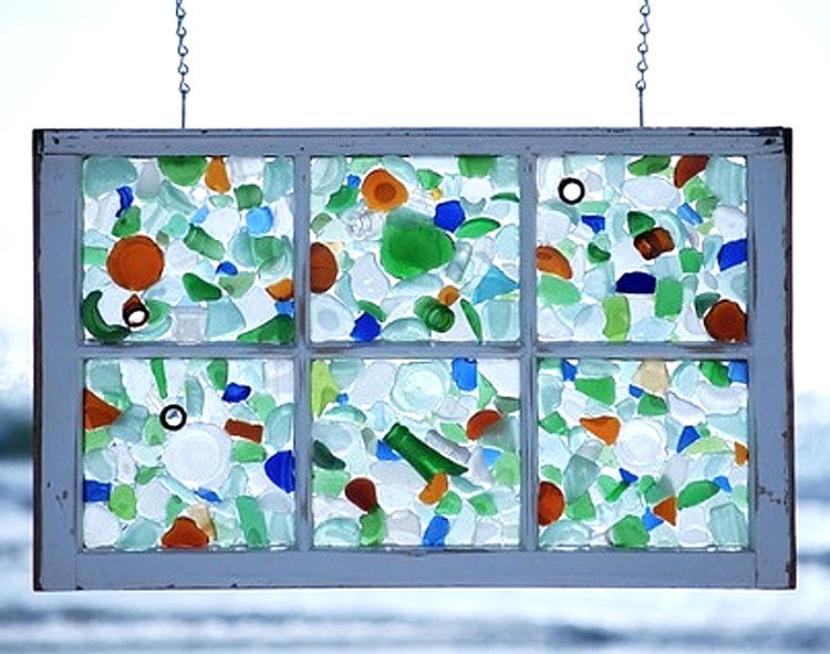 Sea Glass Hanging Window Frame