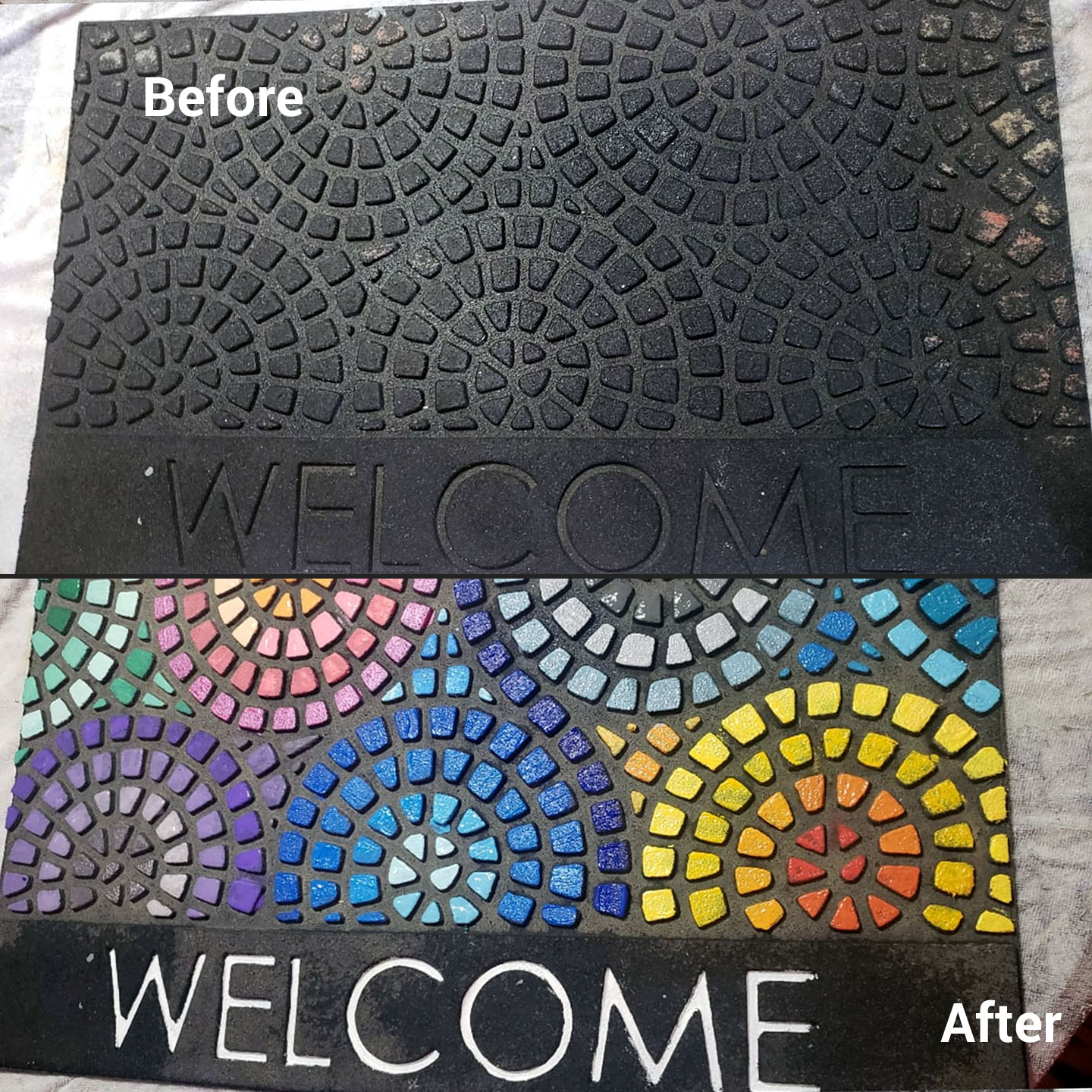 Upcycle an Ugly Old Outdoor Welcome DoorMat