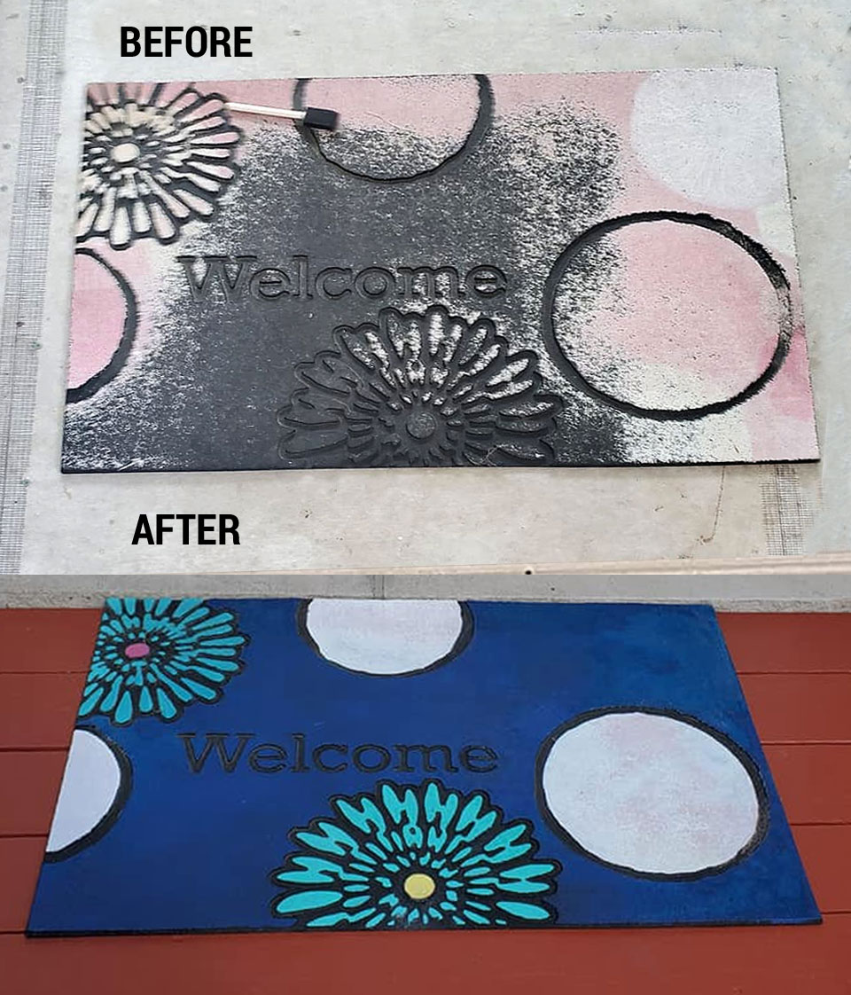 Paint an Old Outdoor Welcome Mat and Make it New Again!