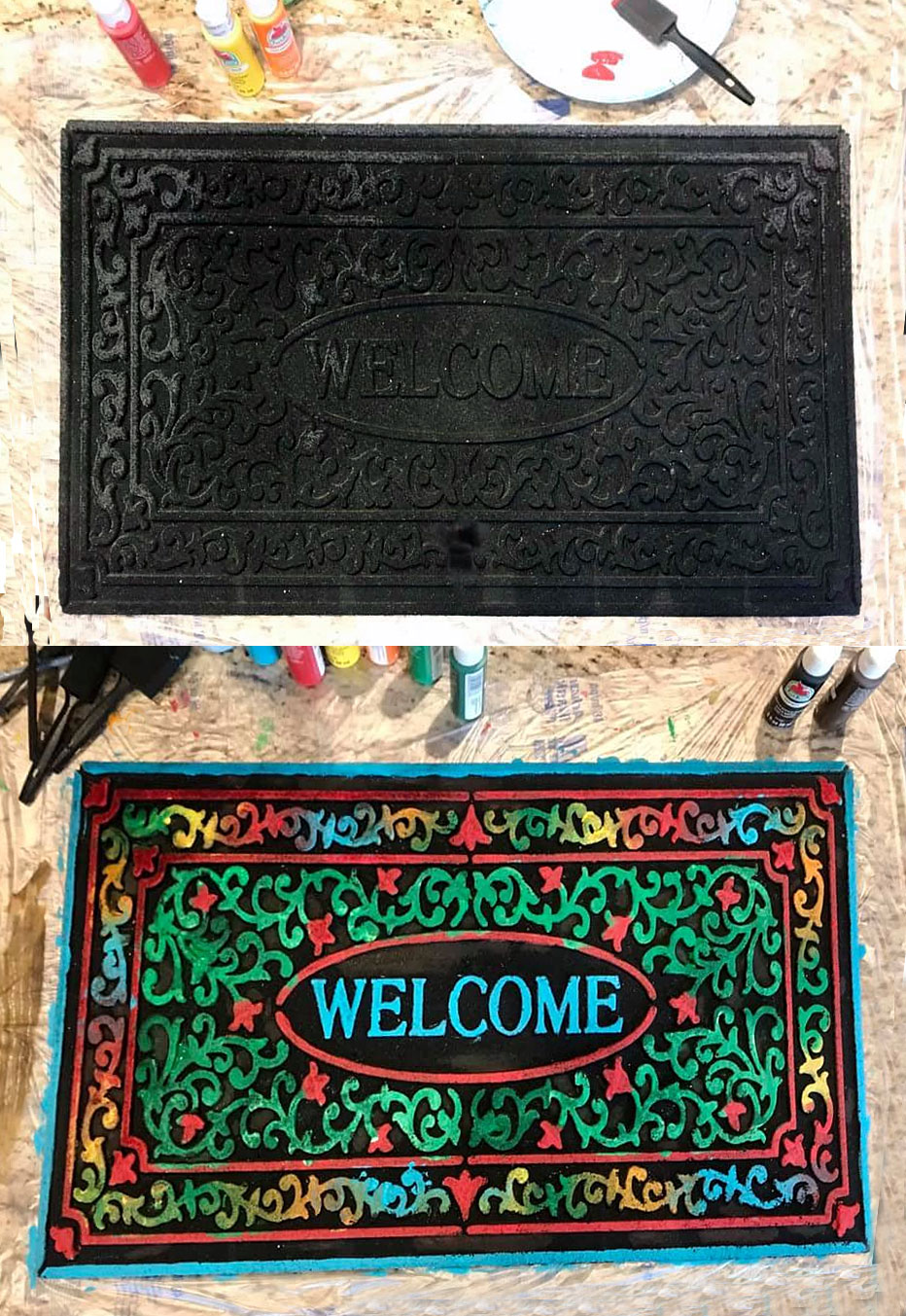 Upcycle an Ugly Old Outdoor Welcome DoorMat