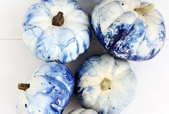 Coastal Blue Marble Painted Pumpkins