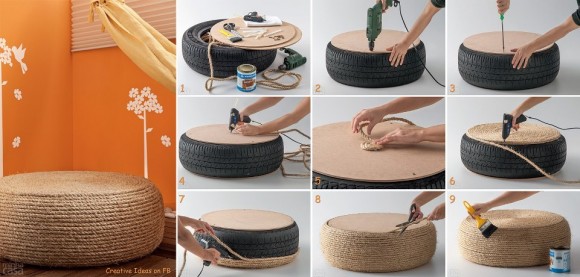 DIY Rope Cushion from an old tire