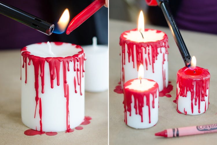 Bleeding Halloween Candles using Crayons