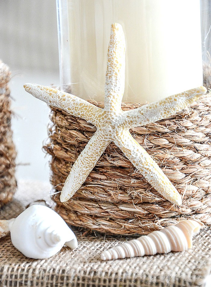 Pottery Barn Inspired Rope Wrapped Sand Dollar Candle holders