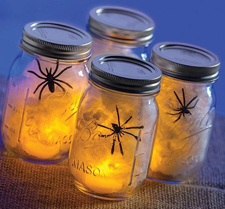 Spooky Spider Web in a Mason Jar