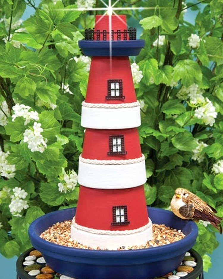 Clay Pot DIY Lighthouse Bird Feeders