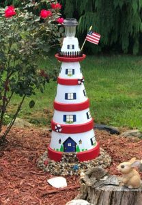 DIY Clay Pot Lighthouse Bird Feeders