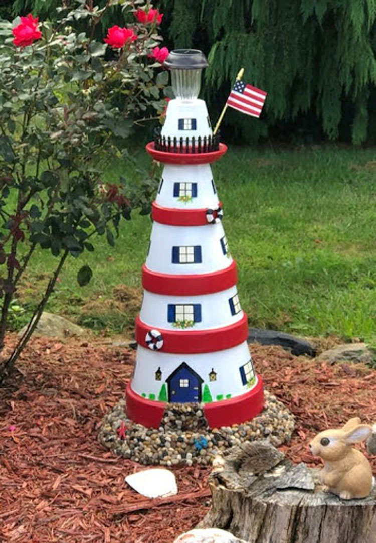 Clay Pot DIY Lighthouse Bird Feeders