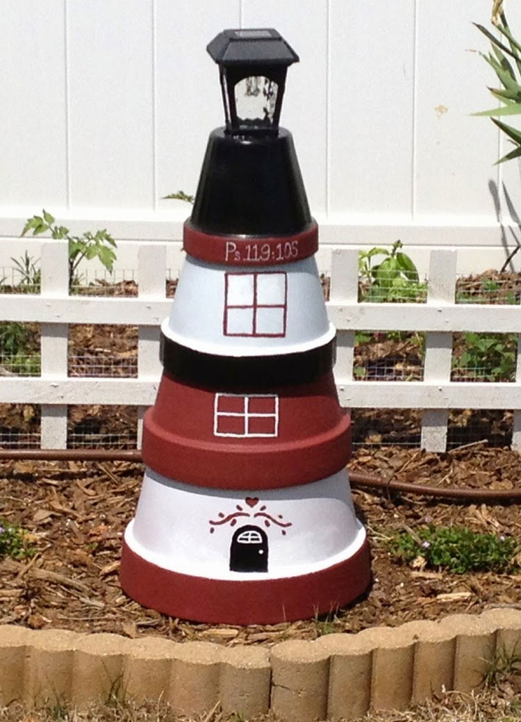 Clay Pot DIY Lighthouse Bird Feeders