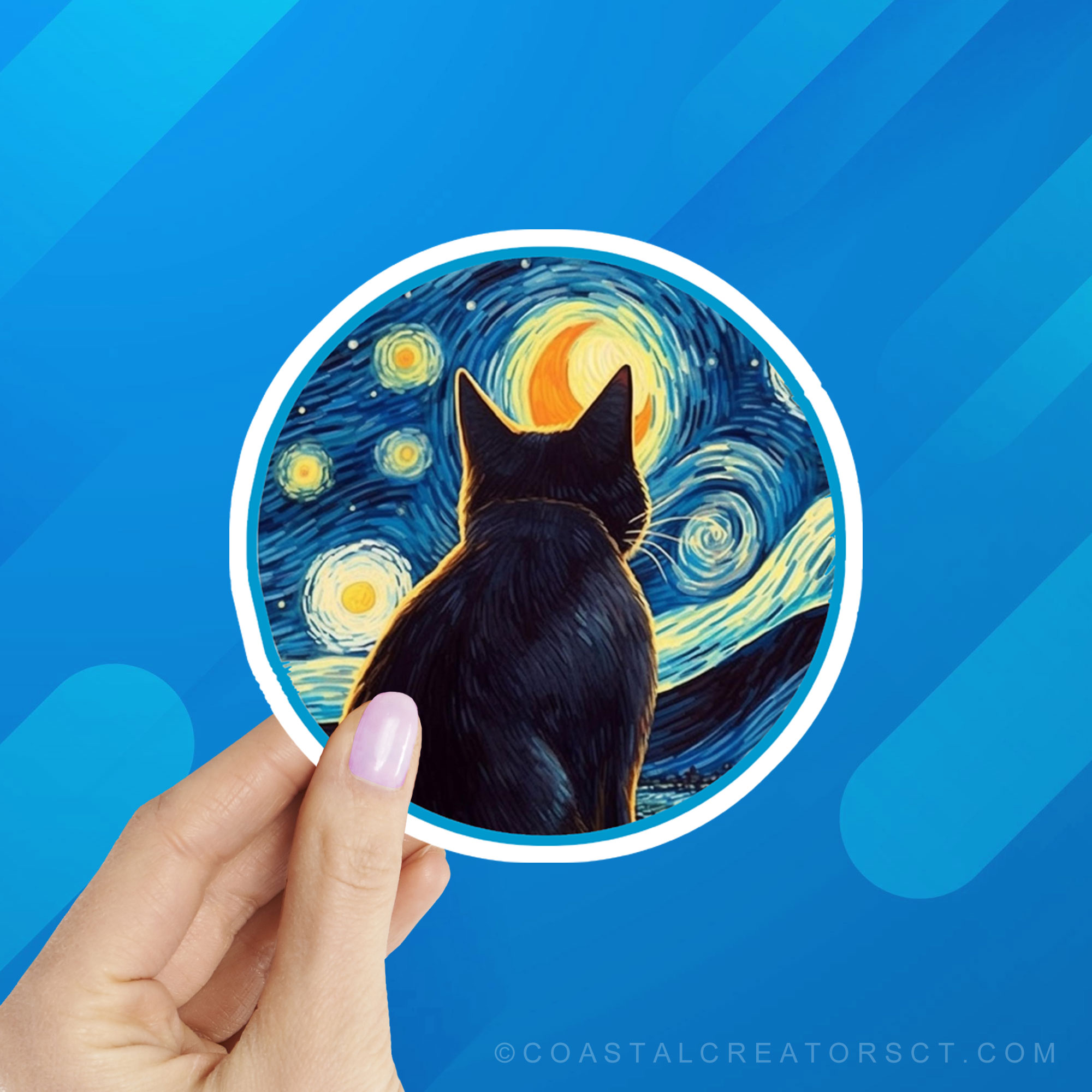 Van Gogh Cat laptop stickers