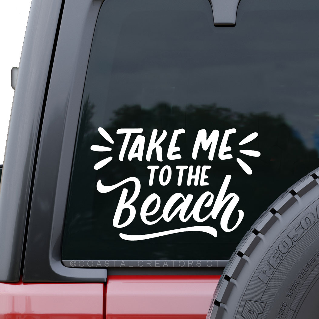 Take me to the beach car window decal