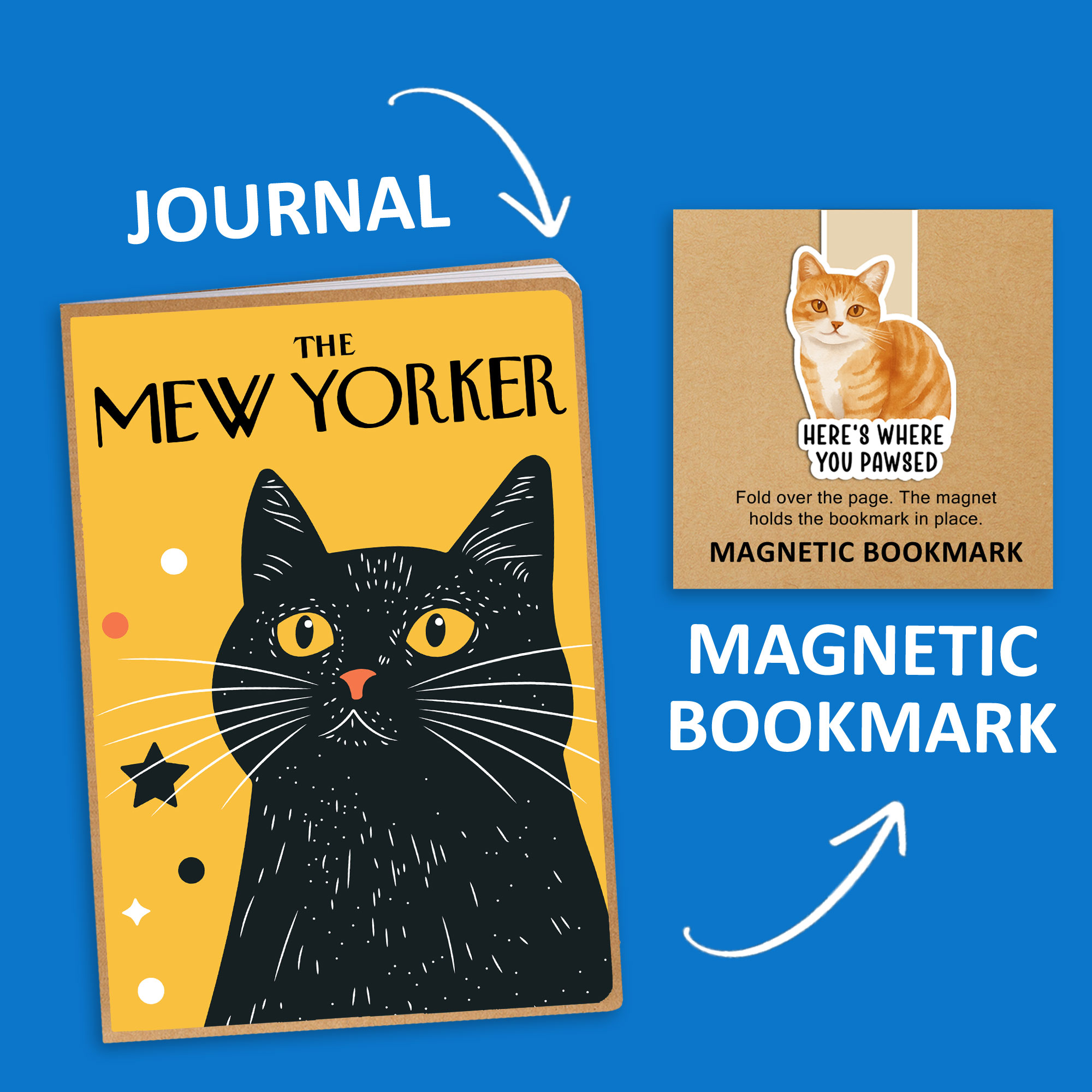 Cat Journal and Magnetic Bookmark Sets